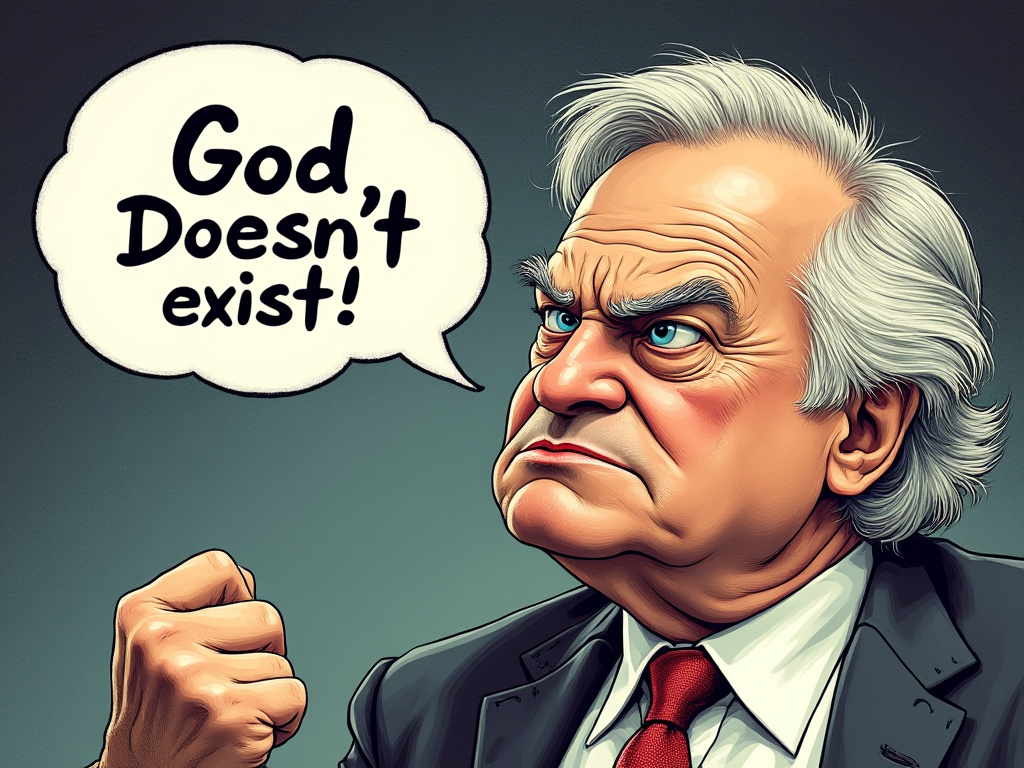 Atheist proclaiming that God doesn't exist.